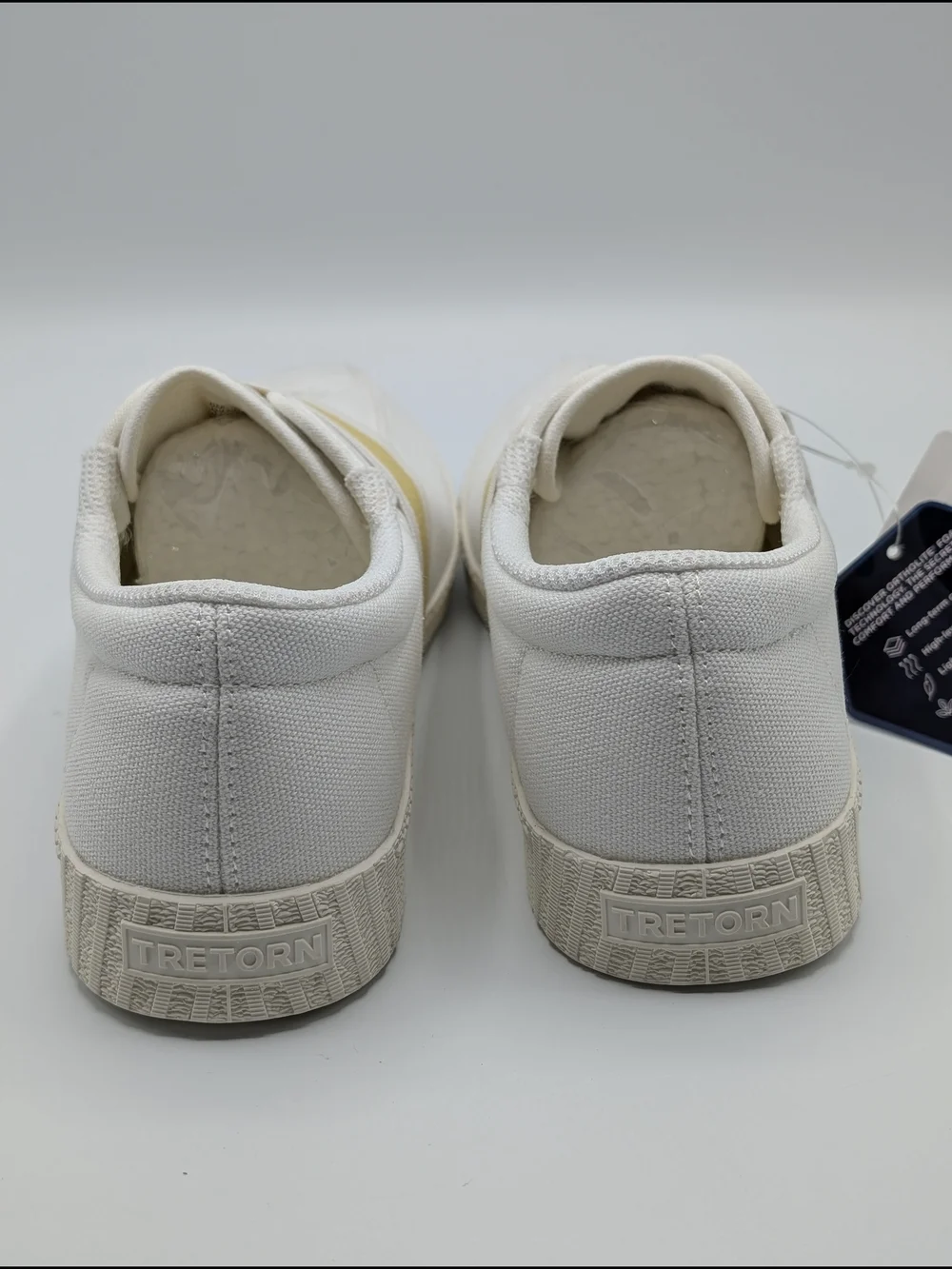 Tretorn Women's 8 White Canvas Sneakers with Yellow & Gray Accent Slip On Nylite